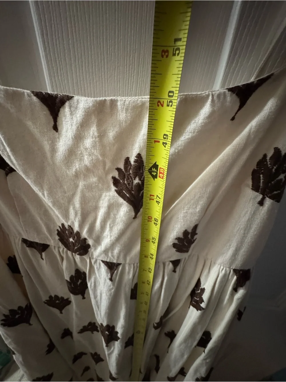 Abercrombie & Fitch Cream Maxi Dress with Brown Leaf Motif